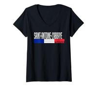 Femme Saint-Antoine-l'Abbaye France Drapeau France Fierté de la Ville T-Shirt avec Col en V