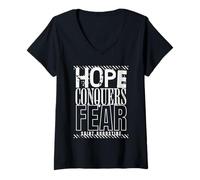 Femme Saint Augustin Citations Catholic Hope Conquers Fear T-Shirt avec Col en V