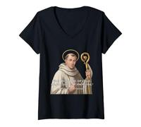 Femme Saint Bernard de Clairvaux Mesure de l'amour inspirant T-Shirt avec Col en V