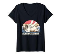Femme Saint Bernard Rolling Fatties Jeu de Mots pour Amoureux des Chiens T-Shirt avec Col en V