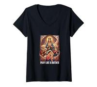 Femme Saint catholique Prier comme Une mère Femme Religieuse T-Shirt avec Col en V