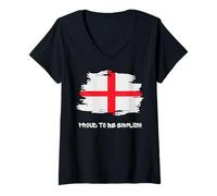 Femme Saint George, Patron de l'Angleterre, Fier d'être Un Patriote Anglais T-Shirt avec Col en V