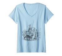 Femme Saint Georges et Le Dragon, Art catholique Vintage Anglais T-Shirt avec Col en V