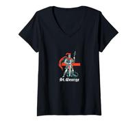 Femme Saint Georges et Le Dragon - Héros de l'Angleterre médiévale T-Shirt avec Col en V