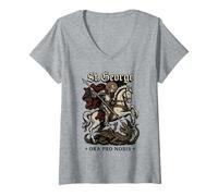 Femme Saint Georges et Le Dragon - Sveti Djordje T-Shirt avec Col en V