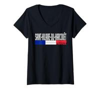 Femme Saint-Hilaire-du-Harcouët Drapeau France Fierté de la Ville française T-Shirt avec Col en V