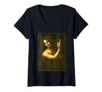 Femme Saint Jean Le Baptiste Peinture par Léonard de Vinci 1513 T-Shirt avec Col en V
