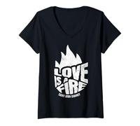 Femme Saint John Vianney Love a Fire Cure d'Ars Catholic T-Shirt avec Col en V