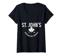 Femme Saint Johns, Terre-Neuve, Canada, Souvenir Vintage T-Shirt avec Col en V