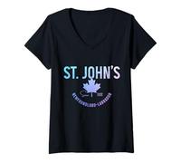 Femme Saint Johns, Terre-Neuve, Canada, Souvenir Vintage T-Shirt avec Col en V
