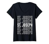 Femme Saint Joseph T-Shirt avec Col en V