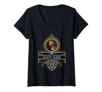 Femme Saint Jude Thaddée - Saint Patron des Causes perdues - Catholique T-Shirt avec Col en V