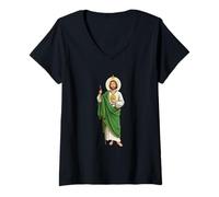 Femme Saint Jude Thaddée T-Shirt avec Col en V