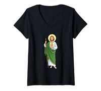 Femme Saint Jude Thaddée T-Shirt avec Col en V