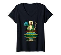Femme Saint Jude Thaddeus San Judas Tadeo Foi Religieuse catholique T-Shirt avec Col en V
