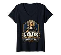 Femme Saint Louis de Montfort : véritable dévotion à Marie, Sainte catholique T-Shirt avec Col en V