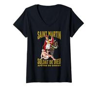 Femme Saint Martin de Tours. Apôtre du Christ T-Shirt avec Col en V