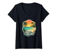 Femme Saint Martin T-Shirt avec Col en V