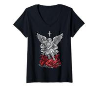 Femme Saint Michael Archangel Defeating Satan T-Shirt avec Col en V