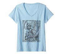 Femme Saint Michel Archange Ange Patron catholique Saint T-Shirt avec Col en V