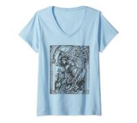 Femme Saint Michel Archange Ange Saint patron catholique T-Shirt avec Col en V