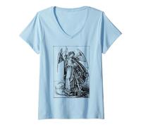 Femme Saint Michel Archange vaincre Satan Christian T-Shirt avec Col en V