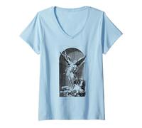 Femme Saint Michel Archange vaincre Satan Christian T-Shirt avec Col en V