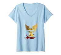 Femme Saint Michel Victoire sur Le Mal, Légende Fantastique T-Shirt avec Col en V