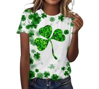 Femme Saint Patrick Irish Motif Joyeux de trèfle Irlandais Tshirt avec Motif Lucky Shamrock Tee Shirt Irlandais du Trèfle Chanceux Printemps Saint Valentin Blouse #F8