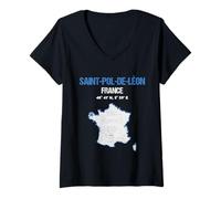 Femme Saint-Pol-de-Léon France Ville T-Shirt avec Col en V