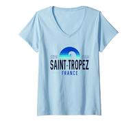 Femme Saint-Tropez Francia | Saint Tropez Côte D'Azur Wave I5X T-Shirt avec Col en V
