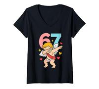 Femme Saint Valentin Dabbing 67 Candy Colorful Cupidon Danse drôle T-Shirt avec Col en V