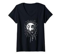 Femme Sainte Claire d'Assise Saints Catholiques Eucharistie T-Shirt avec Col en V