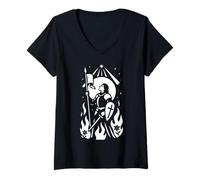 Femme Sainte Jeanne d'Arc Catholique Confirmation Française T-Shirt avec Col en V