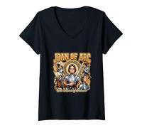 Femme Sainte Jeanne d'arc Catholique T-Shirt avec Col en V