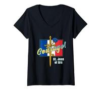 Femme Sainte Jeanne d'arc Courageux Guerrier Foi Héroïne T-Shirt avec Col en V