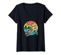 Femme Sainte-Lucie T-Shirt avec Col en V
