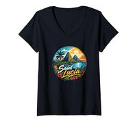 Femme Sainte-Lucie T-Shirt avec Col en V