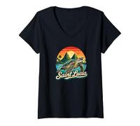Femme Sainte-Lucie T-Shirt avec Col en V