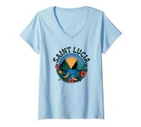 Femme Sainte-Lucie T-Shirt avec Col en V