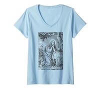 Femme Sainte Marie-Madeleine Art Vintage Traditionnel Catholique Sainte T-Shirt avec Col en V