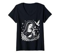 Femme Sainte Rita de Cascia Patron catholique de l'Impossible T-Shirt avec Col en V