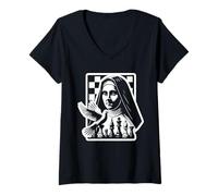 Femme Sainte Thérèse d'Avila Catholique Patron Pièces d'échecs T-Shirt avec Col en V