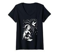 Femme Sainte Thérèse d'Avila Confirmation Catholiques Saint-Esprit T-Shirt avec Col en V