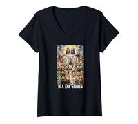 Femme Saints patrons catholiques Religieux latins T-Shirt avec Col en V