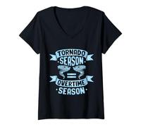 Femme Saison de tornade = Saison des Heures supplémentaires T-Shirt avec Col en V
