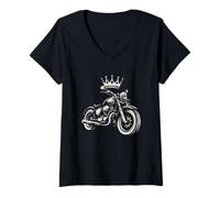 Femme Saison moto cool avec ce costume de couronne d'équitation T-Shirt avec Col en V