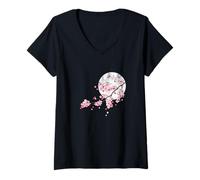 Femme Sakura Cherry Blossom Fleur PRÉFÉRÉE du Japon T-Shirt avec Col en V