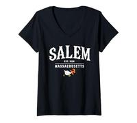 Femme Salem 1626 Massachusetts MA Halloween Duck Witch Costume T-Shirt avec Col en V