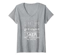 Femme Salem 1692 Sorcière survivante : Unique thème d'halloween pour Femme T-Shirt avec Col en V, Gris Chiné, S